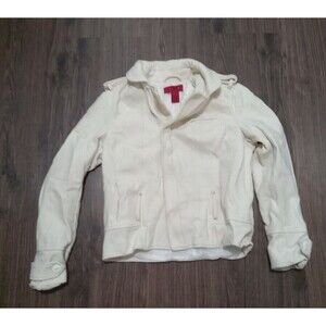 Coffee Shop Coat juniors Size Large Ivory Wool Blend Long Sleeve